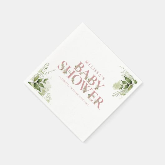 Elegante groene stoffige roze baby shower servet (Hoek)