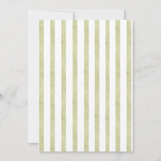 Elegante groene streep bruiloft uitnodigen met paa kaart (Achterkant)