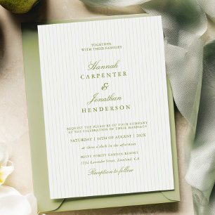 Elegante groene streep trouwuitnodiging kaart