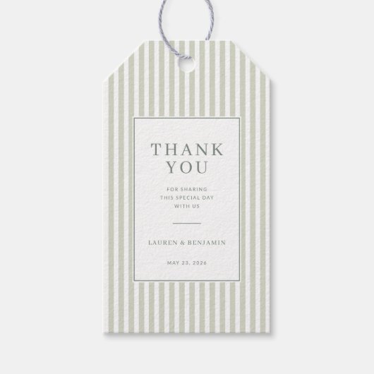 Elegante groene strepen Bedankkaart Cadeaulabel (Voorkant)