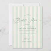Elegante groene strepen bruids douche uitnodiging (Voorkant)