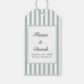 Elegante groene strepen bruiloft cadeaulabel (Voorkant)