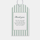 Elegante groene strepen bruiloft cadeaulabel (Achterkant)
