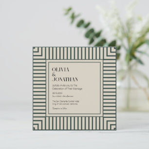 Elegante groene strepen Eenvoudige bruiloft Kaart
