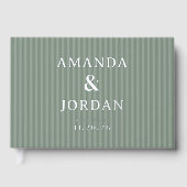 Elegante groene strepen gastenboek (Voorkant)