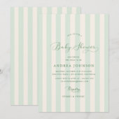 Elegante groene strepen genderneutraal Baby shower Kaart (Voorkant / Achterkant)