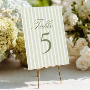 Elegante groene strepen huwelijks tafelnummers