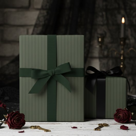 Elegante groene strepen in bos tint cadeaupapier
