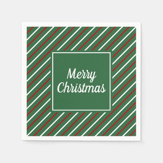 Elegante groene strepen kerst servet (Voorkant)