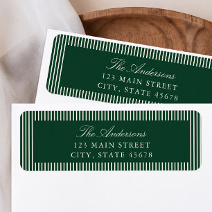 Elegante groene strepen retouradres etiket