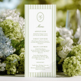 Elegante groene strepen trouwmenu menu