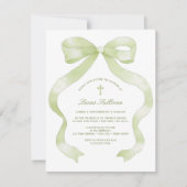 Elegante Groene Strik Doop Kaart (Voorkant)