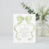 Elegante Groene Strik Doop Kaart (Staand voorkant)