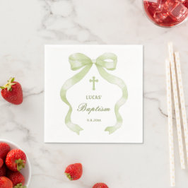 Elegante Groene Strik Doop Servet