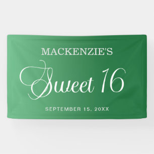 Elegante Groene Sweet 16 Verjaardag Spandoek