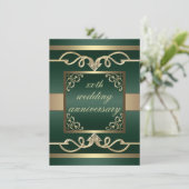 Elegante groene Swoop huwelijksjubileum uitnodigin Kaart (Staand voorkant)