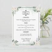 Elegante Groene Tafel Bruiloftsmenu Menu (Staand voorkant)