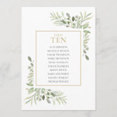 Elegante groene tafel nummer 10 zitplaatskaart kaart (Achterkant)