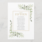 Elegante groene tafel nummer 15 zitplaatsindeling kaart (Achterkant)