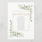 Elegante groene tafel nummer 17 zitplaatskaart kaart (Achterkant)