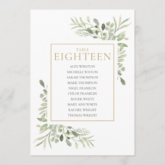 Elegante groene tafel nummer 18 zitplaatskaart kaart (Achterkant)