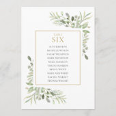 Elegante groene tafel nummer 6 zitplaatskaart kaart (Achterkant)