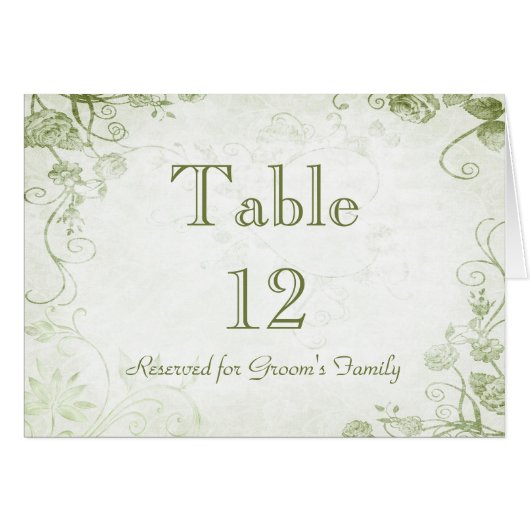 Elegante Groene Tafel Zitplaats Naam Kaart (Voorkant Horizontaal)