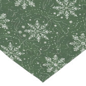 Elegante Groene Tafelloper met Witte Sneeuwvlokken (Hoek)
