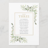 Elegante groene tafelnummer zitplaatskaart (Voorkant)