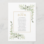 Elegante groene tafelnummer zitplaatskaart (Voorkant)