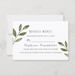 Elegante groene takken. Chic huwelijk RSVP Kaartje