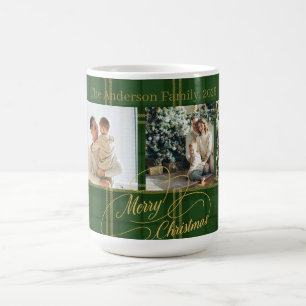 Elegante groene tartan familie foto kerstkaart koffiemok