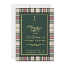 Elegante groene tartan gouden script kerstfeest