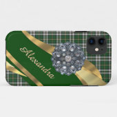 Elegante groene tartan plaid gepersonaliseerd Case-Mate iPhone case (Achterkant (horizontaal))