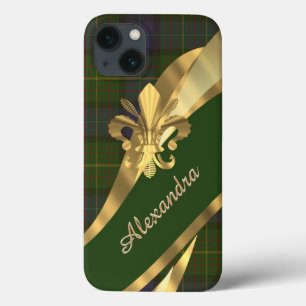 Elegante groene tartan plaid gepersonaliseerd Case-Mate iPhone case