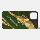 Elegante groene tartan plaid gepersonaliseerd Case-Mate iPhone case (Achterkant (horizontaal))