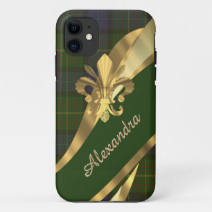 Elegante groene tartan plaid gepersonaliseerd Case-Mate iPhone case