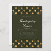 Elegante groene Thanksgiving-dinerfeest Kaart (Voorkant)