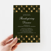 Elegante groene Thanksgiving-dinerfeest Kaart