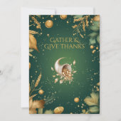 Elegante groene Thanksgiving met gouden Cornucopia Kaart (Voorkant)