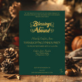 Elegante groene Thanksgiving met gouden Cornucopia Kaart