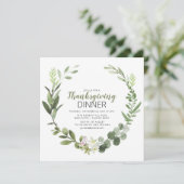 Elegante Groene Thanksgiving Uitnodiging (Staand voorkant)