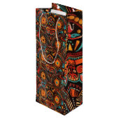 Elegante groene "tijdloze voorouderlijke afdruk" w wijn cadeautas (Achterkant Gekanteld)