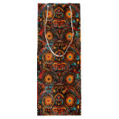 Elegante groene "tijdloze voorouderlijke afdruk" w wijn cadeautas (Achterkant)