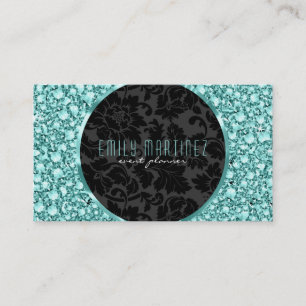 Elegante Groene Tint Diamanten Patroon Glitter Visitekaartje