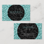 Elegante Groene Tint Diamanten Patroon Glitter Visitekaartje (Voorkant / Achterkant)