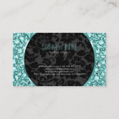 Elegante Groene Tint Diamanten Patroon Glitter Visitekaartje (Achterkant)