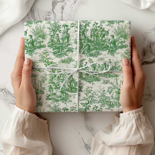 Elegante  groene toile de jouy cadeaupapier