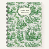Elegante groene toile de jouy notitieboek (Voorkant)