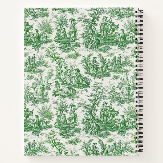 Elegante groene toile de jouy notitieboek (Achterkant)